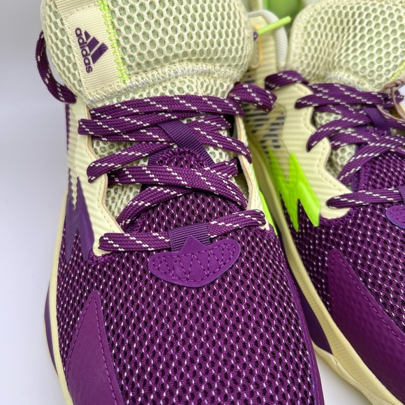 NWT Adidas Dame 8 Athletic Shoe Purple/Yellow Sz 9 1/2 - Picture 3 of 5
